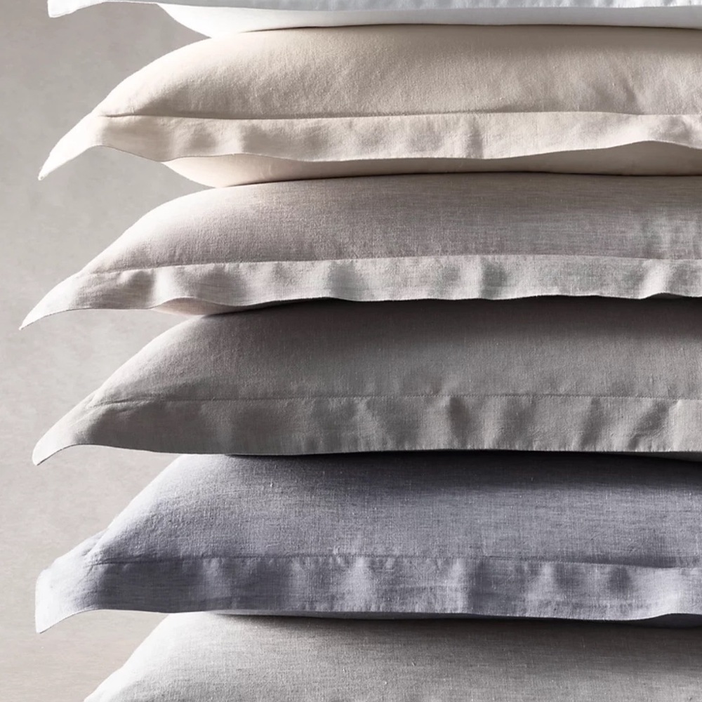 NWT RESTORATION HARDWARE Belgian Linen Vtg Washed 2 Standard Pillow Cases Indigo - Picture 5 of 8